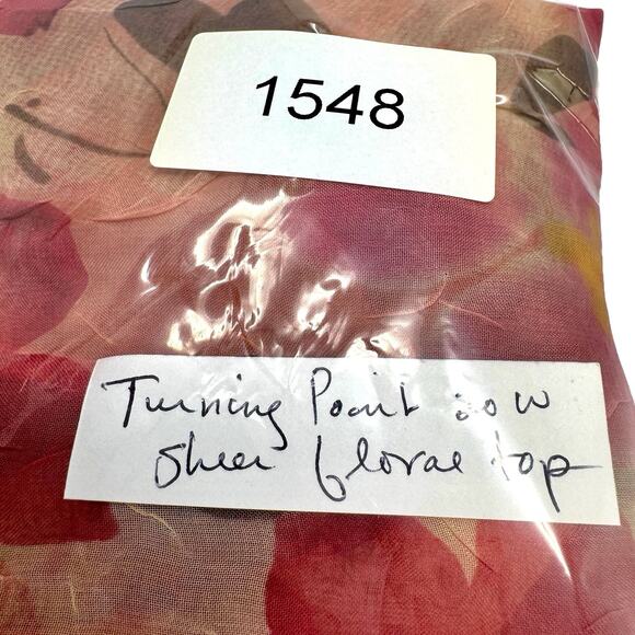 Sheer Chiffon Floral Button Top Collared 20W Garden Fairy Bloomcore Ethereal VTG - Picture 13 of 13